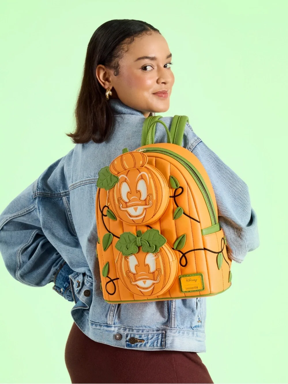 Loungefly Donald & Daisy Jack-0'-Lantern Exclusive Glow Mini Backpack & Wallet